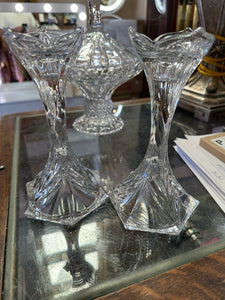 LENOX Pillar Candlesticks Pair Crystal Candle Holders 8” Tall