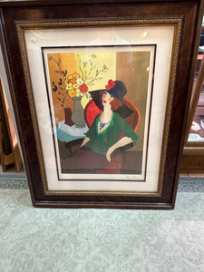 Itzchak Tarkay "Happy Recollections" framed  29 x 37"