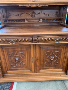 Antique Carved Oak French Cabinet Restored in Germany