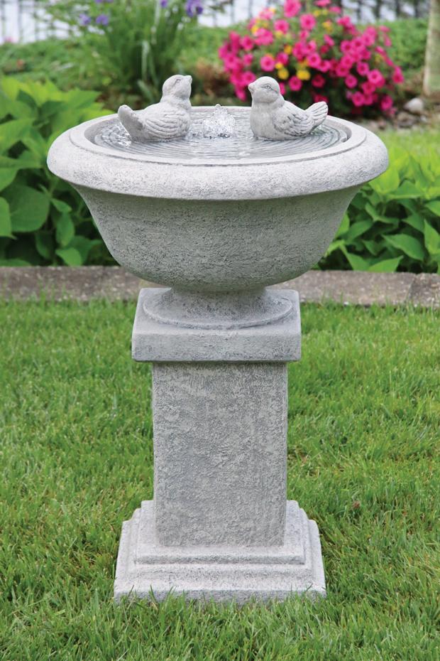 Chesire Fountain with Birds 32"H