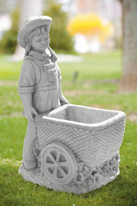 Girl with Flower Cart Planter 26"H